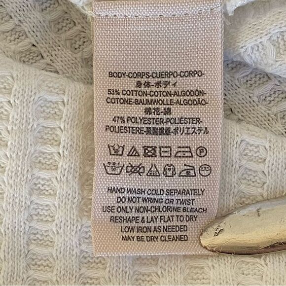 Free People We The Free Thermal Waffle Weave Crop Cowlneck Top Sz S - Picture 9 of 14